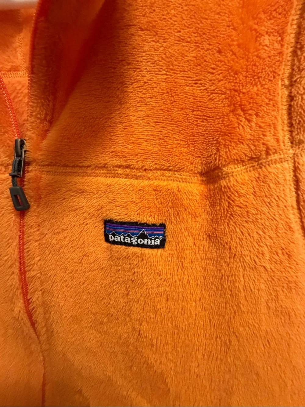 Patagonia Men's R2 Fleece Vest Orange Full Zip Size Large Hiking Outdoor
